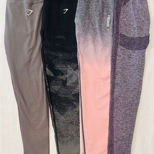 Gymshark Leggings Bundle of 4 - Black, Gray, Pink, Tan